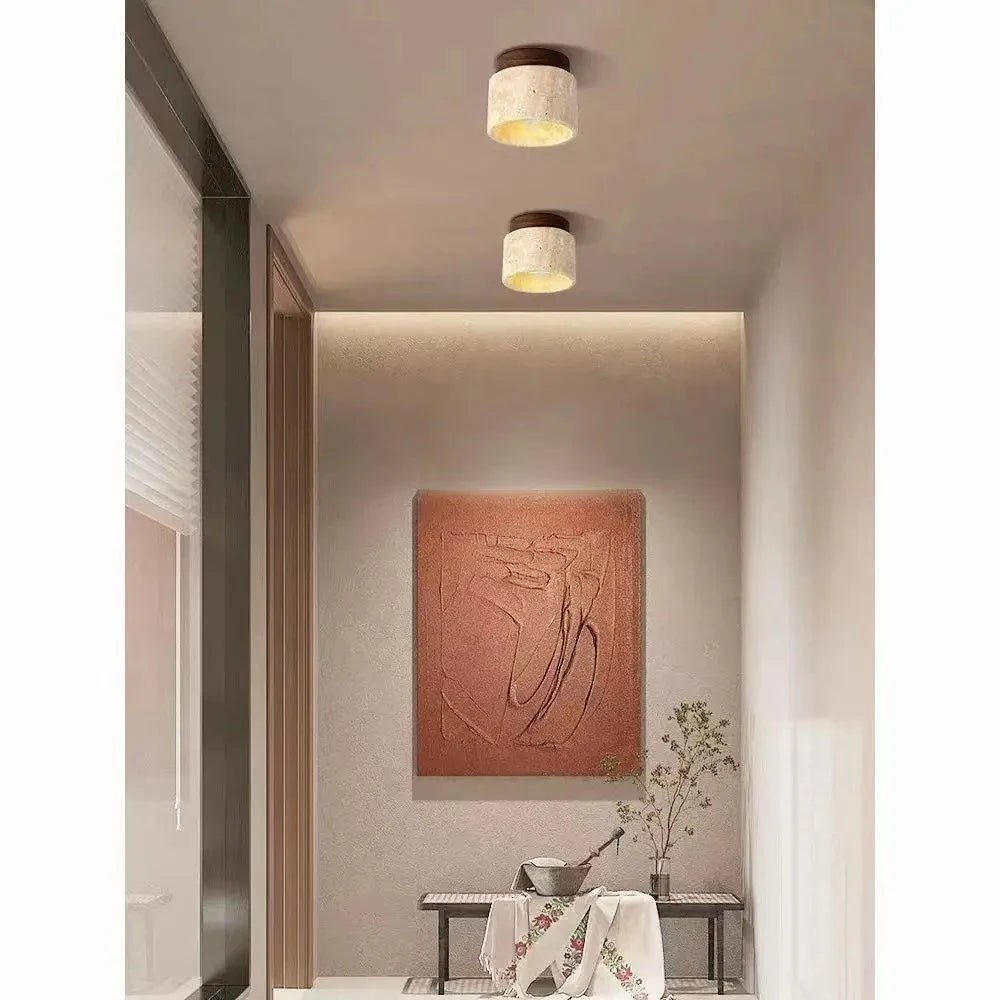 Yellow Marble Japanese Creative Natural Small Ceiling Light - Hans Lumiere