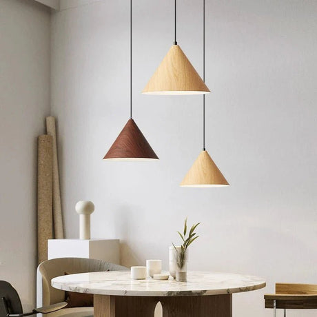 Nordic pendant lights hanging over a kitchen island