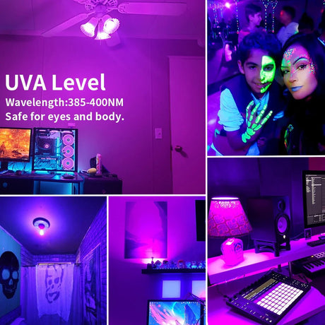 15W BR30 LED UV Black Light Bulb E26 E27, 395nm Glow Party Light - Hans Lumiere