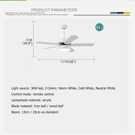 3 Colors Modern LED Ceiling Fan With Remote Control - Hans Lumiere