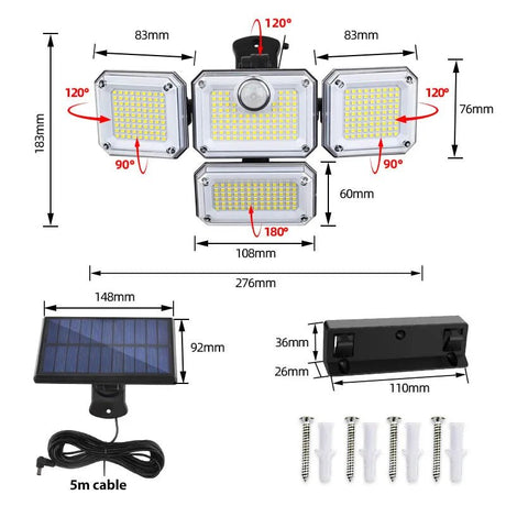 333 LED Split Outdoor Solar Powered Light With Motion Sensor - Hans Lumiere