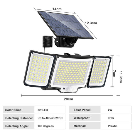 348LED Solar Lamp Outdoor Security Light With Motion Sensor - Hans Lumiere