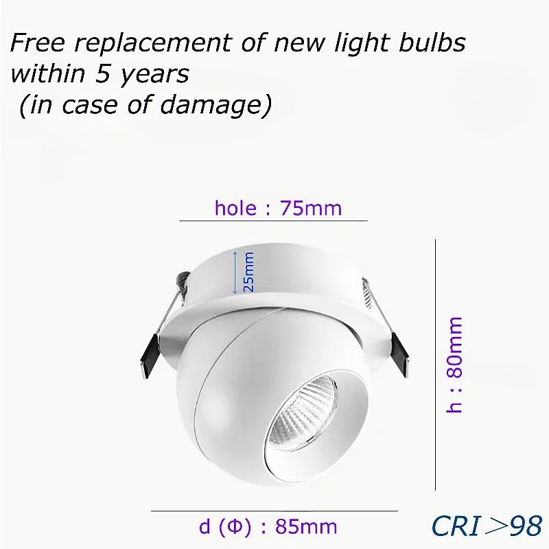 360 ° Adjustable Embedded Anti Glare Dimmable Spotlight LED Downlight - Hans Lumiere