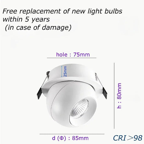 360 ° Adjustable Embedded Anti Glare Dimmable Spotlight LED Downlight - Hans Lumiere