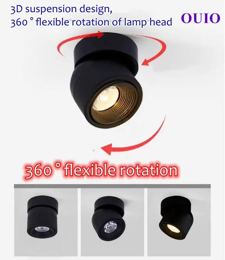 360° Rotatable Dimmable LED Surface Mounted Ceiling Lamp Spotlight - Hans Lumiere
