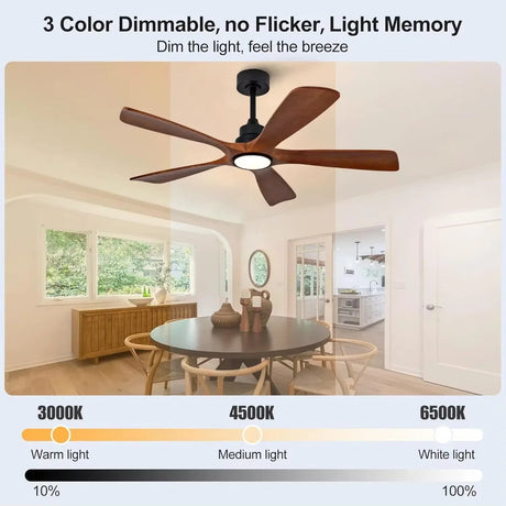 42/52/60 Inch Vintage Large Strong Wind LED Ceiling Fan Light - Hans Lumiere