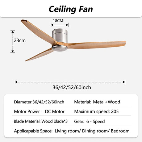 42/52/60inch Low Floor LED Ceiling Fan With 3 Colors Dimmable Light - Hans Lumiere