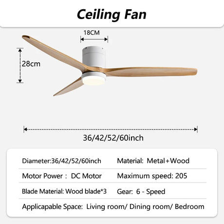 42/52/60inch Low Floor LED Ceiling Fan With 3 Colors Dimmable Light - Hans Lumiere