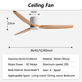42/52/60inch Low Floor LED Ceiling Fan With 3 Colors Dimmable Light - Hans Lumiere