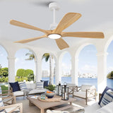 5-Blade Wood Ceiling Fan with LED Light and Remote Control - Hans Lumiere