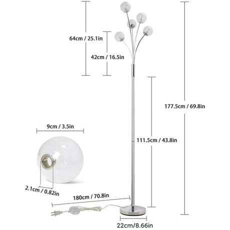 5 Light LED Globe Tall Pole Tree Standing Lamp - Hans Lumiere