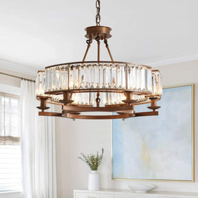 6 Lights 24 Inch Round Crystal Chandelier - Hans Lumiere