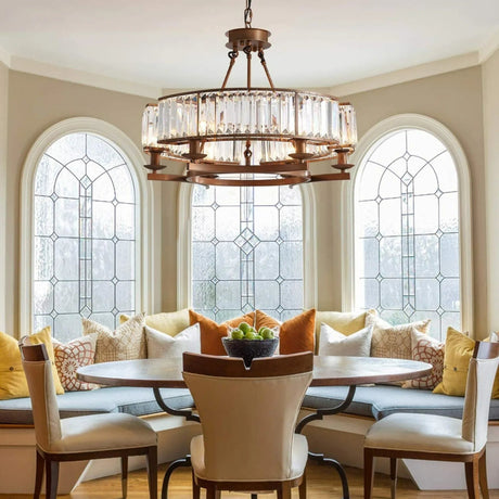 6 Lights 24 Inch Round Crystal Chandelier - Hans Lumiere