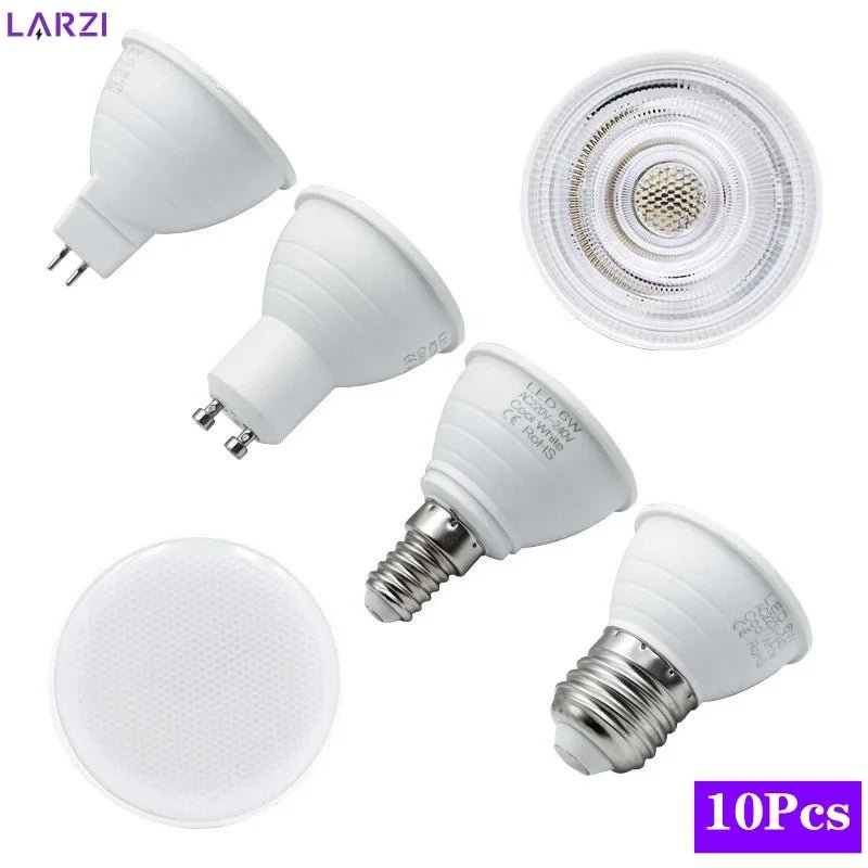 6W LED Spotlight Bulbs GU10 MR16 E27 E14, 24° or 120° Beam, 10 Pack - Hans Lumiere