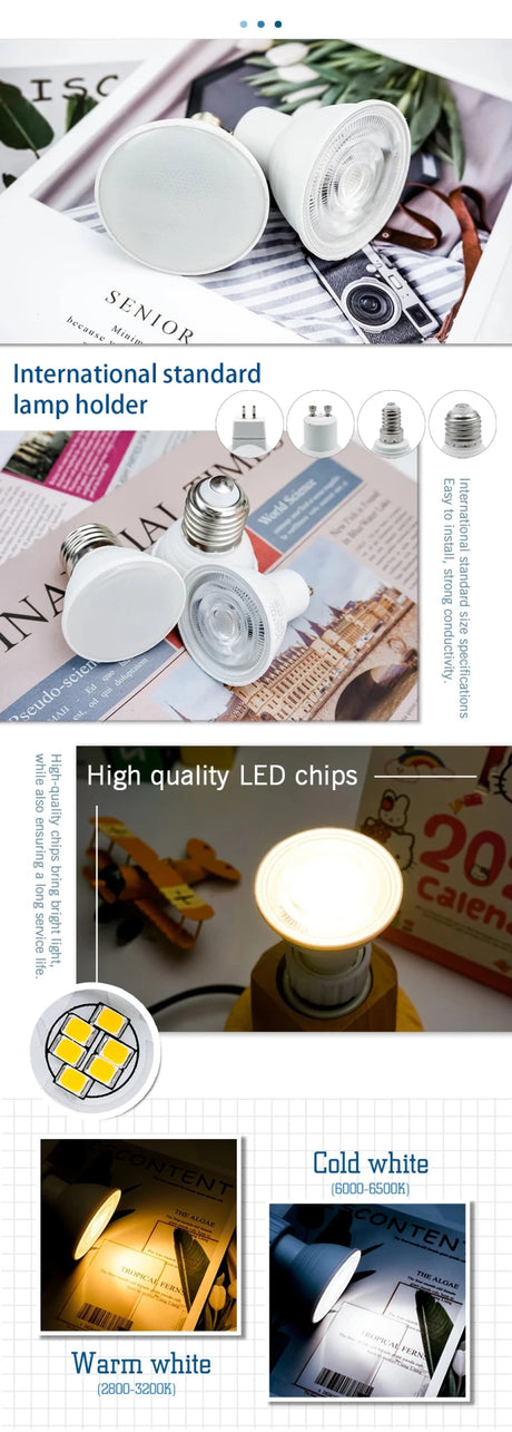 6W LED Spotlight Bulbs GU10 MR16 E27 E14, 24° or 120° Beam, 10 Pack - Hans Lumiere