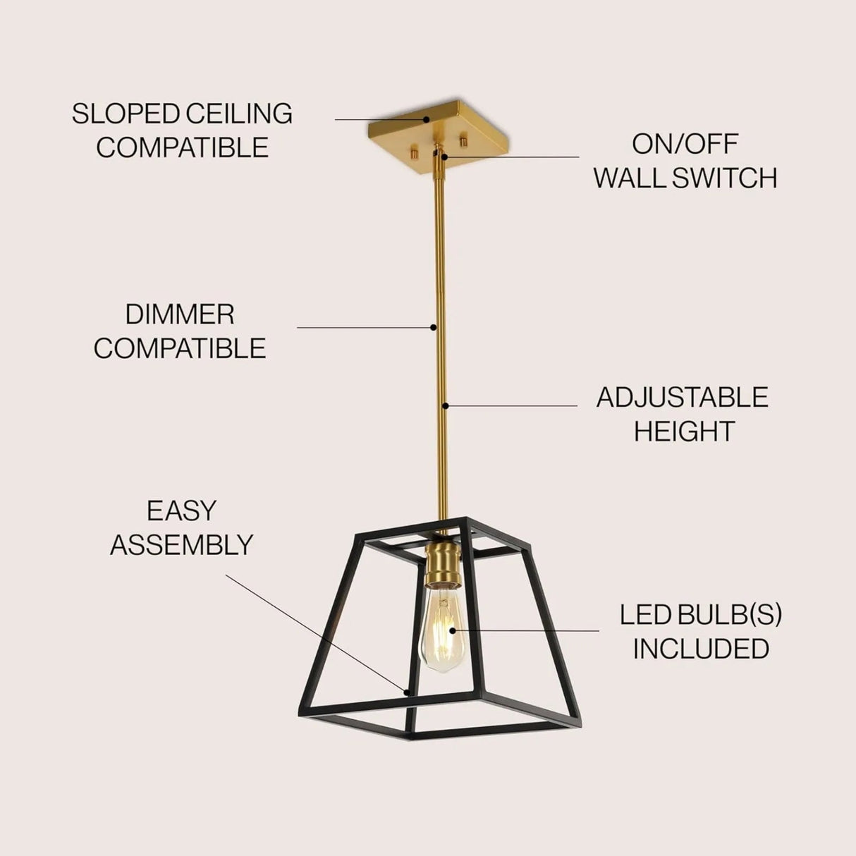 8 - Light Farmhouse Industrial Iron LED Pendant Light - Hans Lumiere