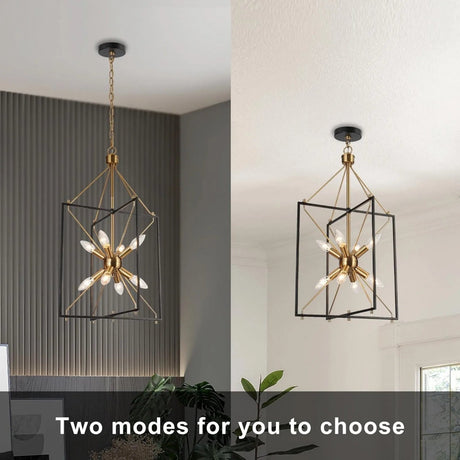 8 - Light Gold and Black Geometric Chandelier - Hans Lumiere