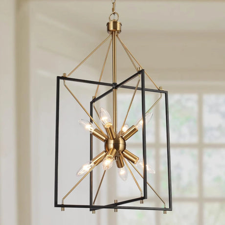 8 - Light Gold and Black Geometric Chandelier - Hans Lumiere