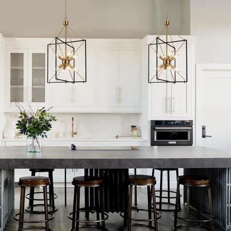 8 - Light Gold and Black Geometric Chandelier - Hans Lumiere