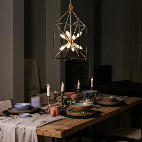 8 - Light Gold and Black Geometric Chandelier - Hans Lumiere
