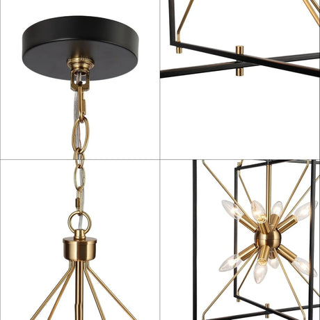 8 - Light Gold and Black Geometric Chandelier - Hans Lumiere