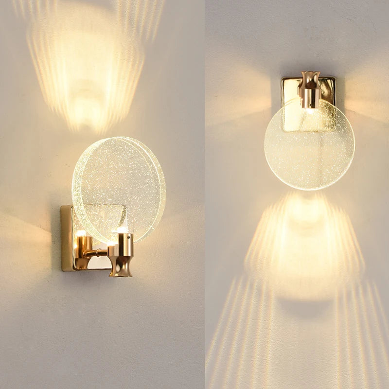 Modern LED Crystal Wall Sconce, Luxury Bedside Light