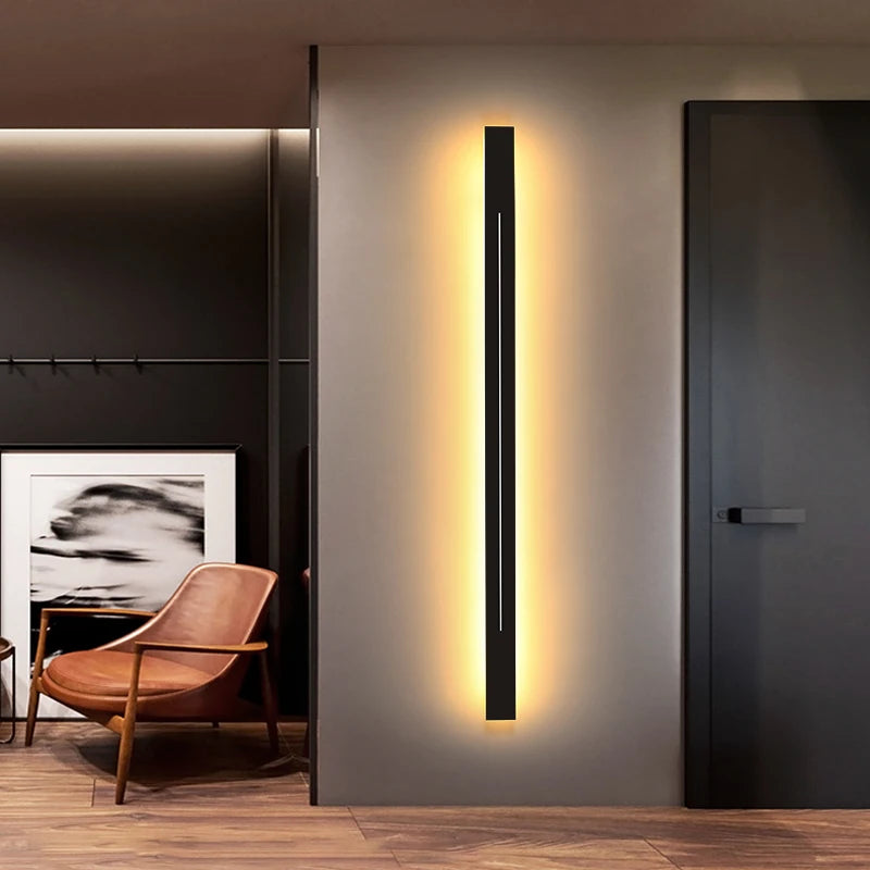Contemporary Linear LED Wall Sconce - Tri-Color Decorative Wall Light for Bedroom and Living Room