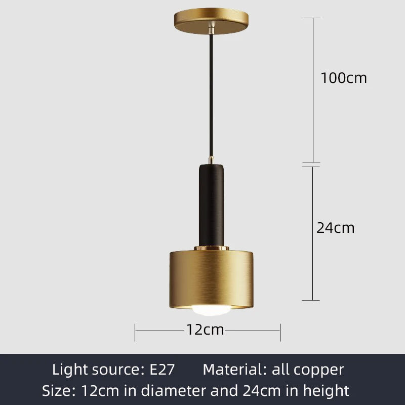 Modern Copper Pendant Light, Single-Head Rope Ceiling Lamp