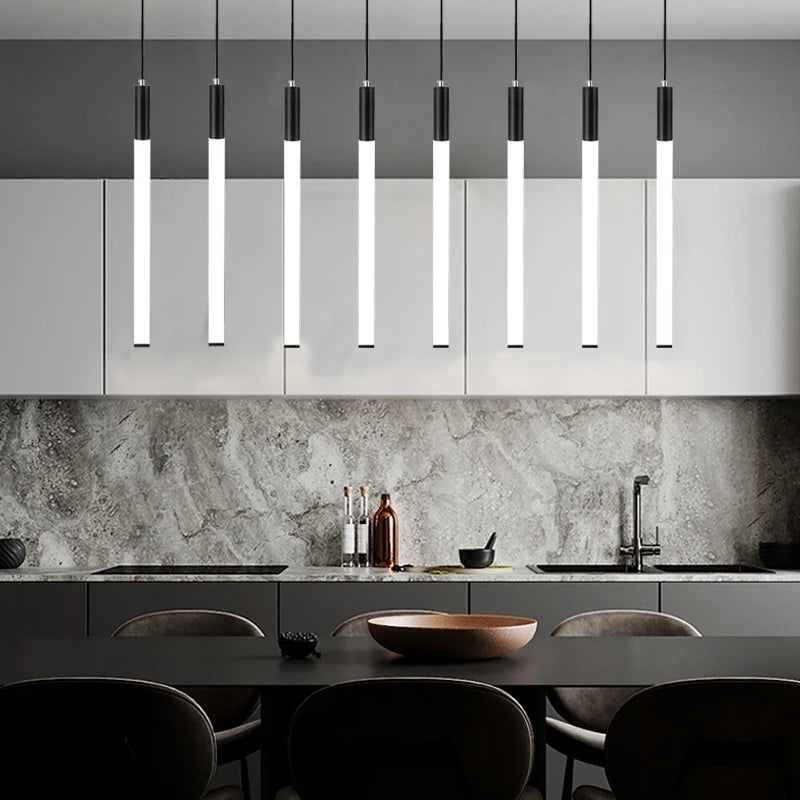 Ceramic Glass LED Cylinder Pendant Light for Kitchen & Bar
