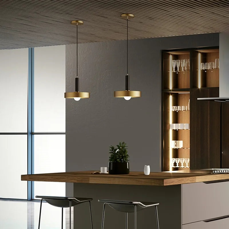 Modern Copper Pendant Light, Single-Head Rope Ceiling Lamp