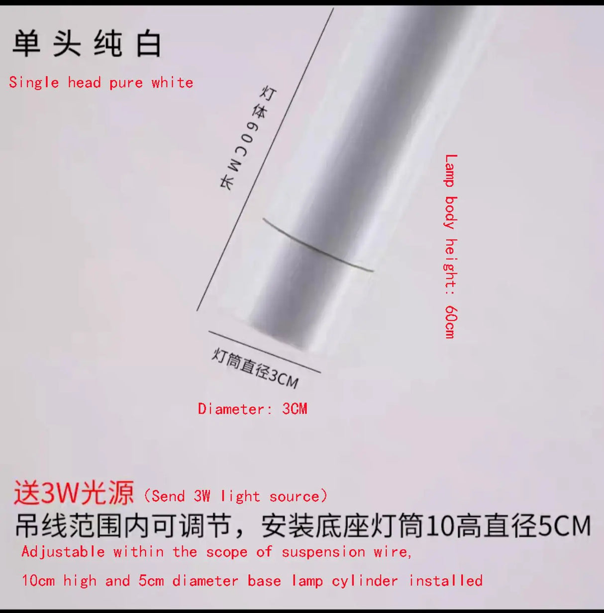 LED Cylinder Tube Pendant Light for Kitchen Island