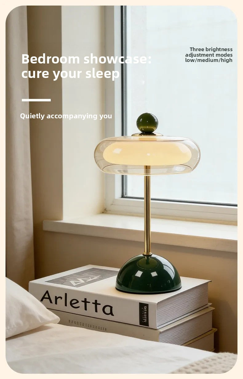 Retro Mushroom LED Table Lamp - Rechargeable Bedside Light