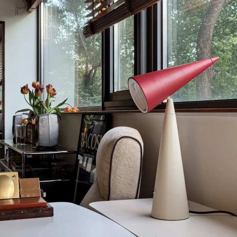 Modern Red Tube LED Table Lamp &mdash; Dimmable 3-Color Reading Light