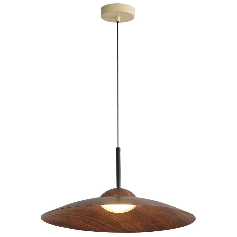 UFO Wood-Grain Dimmable LED Pendant Light