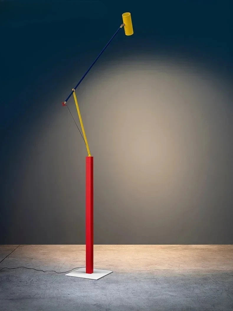 Art Deco Long-Arm LED Floor Lamp — Chrome Finish