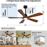 42/52/60 Inch Vintage Large Strong Wind  LED Ceiling Fan Light
