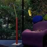Art Deco Long-Arm LED Floor Lamp — Chrome Finish