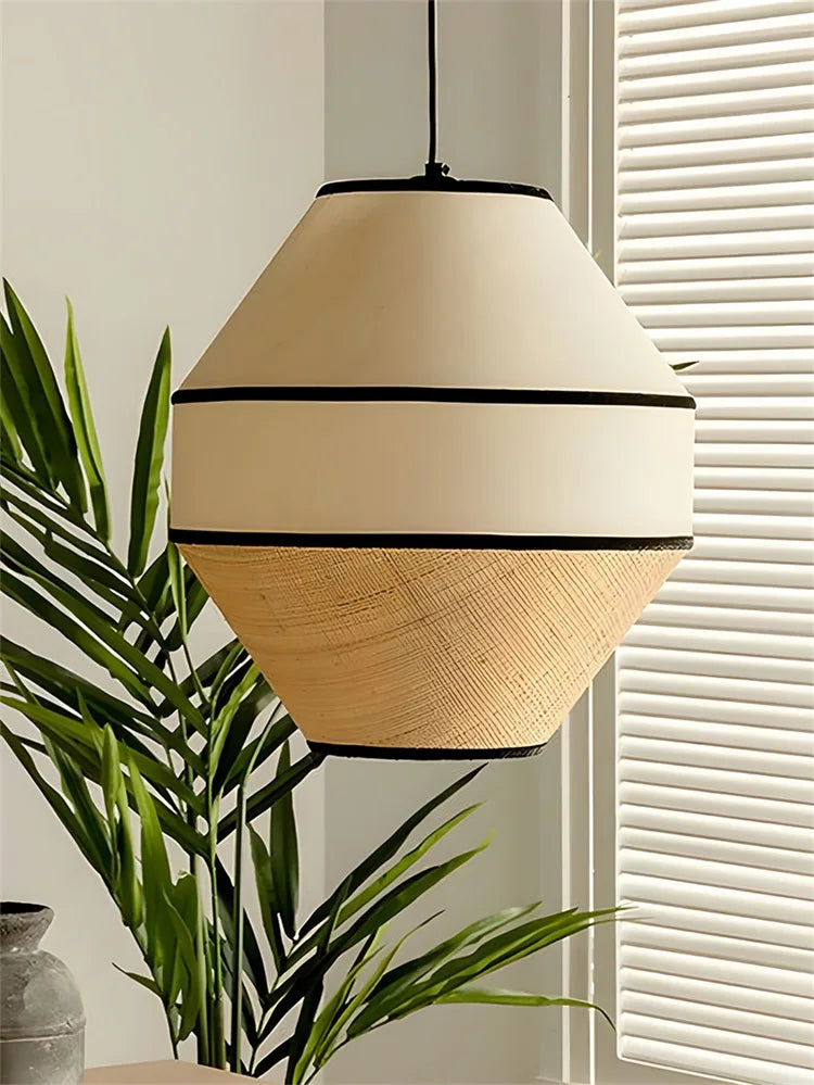 Wabi-Sabi Japanese Fabric Pendant Light - Bedroom & Restaurant