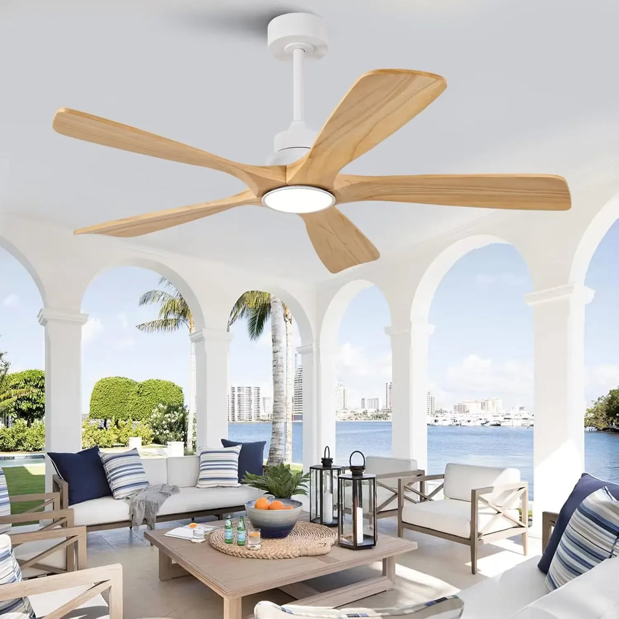 42/52/60 Inch Vintage Large Strong Wind  LED Ceiling Fan Light