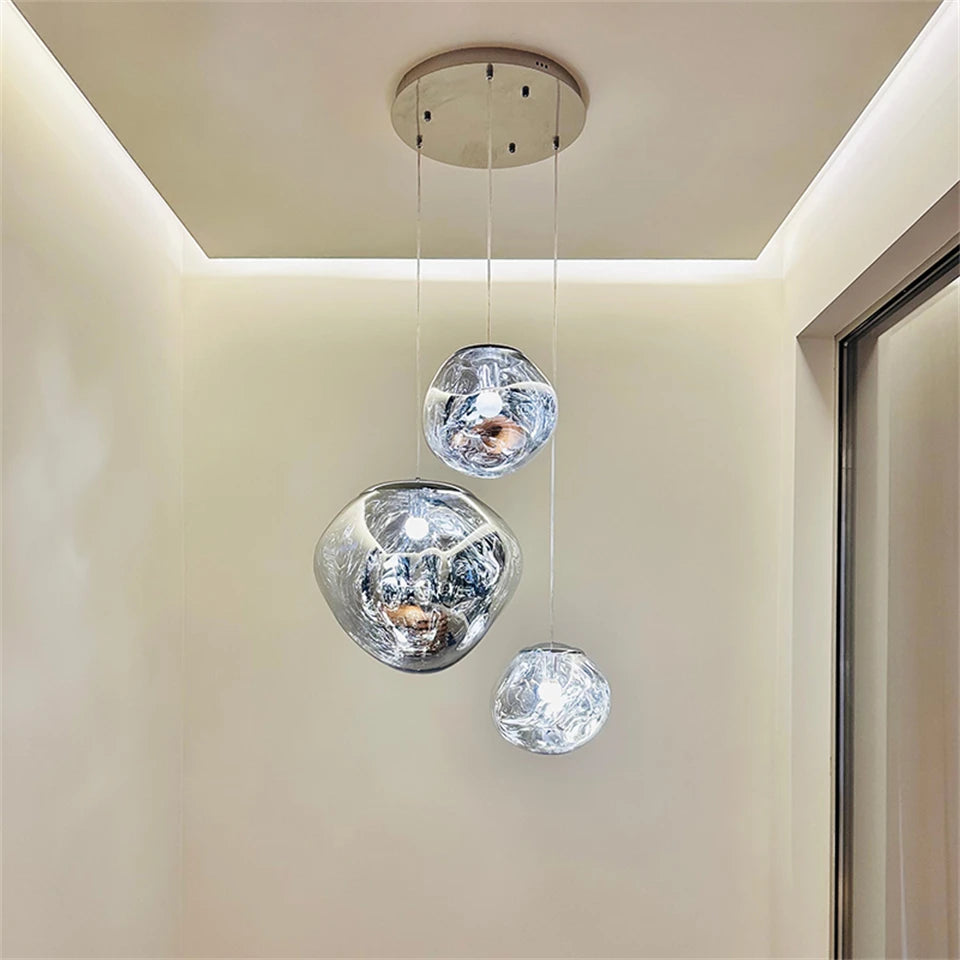Nordic Lava Glass Multi-Color LED Cluster Pendant – Statement Chandelier