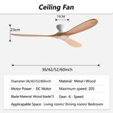 Low-Profile Wood Blade Ceiling Fan with LED Light &amp; Remote