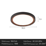 Modern Geometric Wood Grain LED Ceiling Lamp – Korean Style Flush Mount