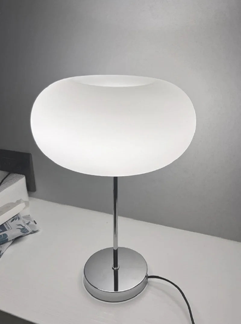 Modern White Glass Table Lamp for Bedroom & Living Room