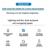 Low-Profile Wood Blade Ceiling Fan with LED Light &amp; Remote