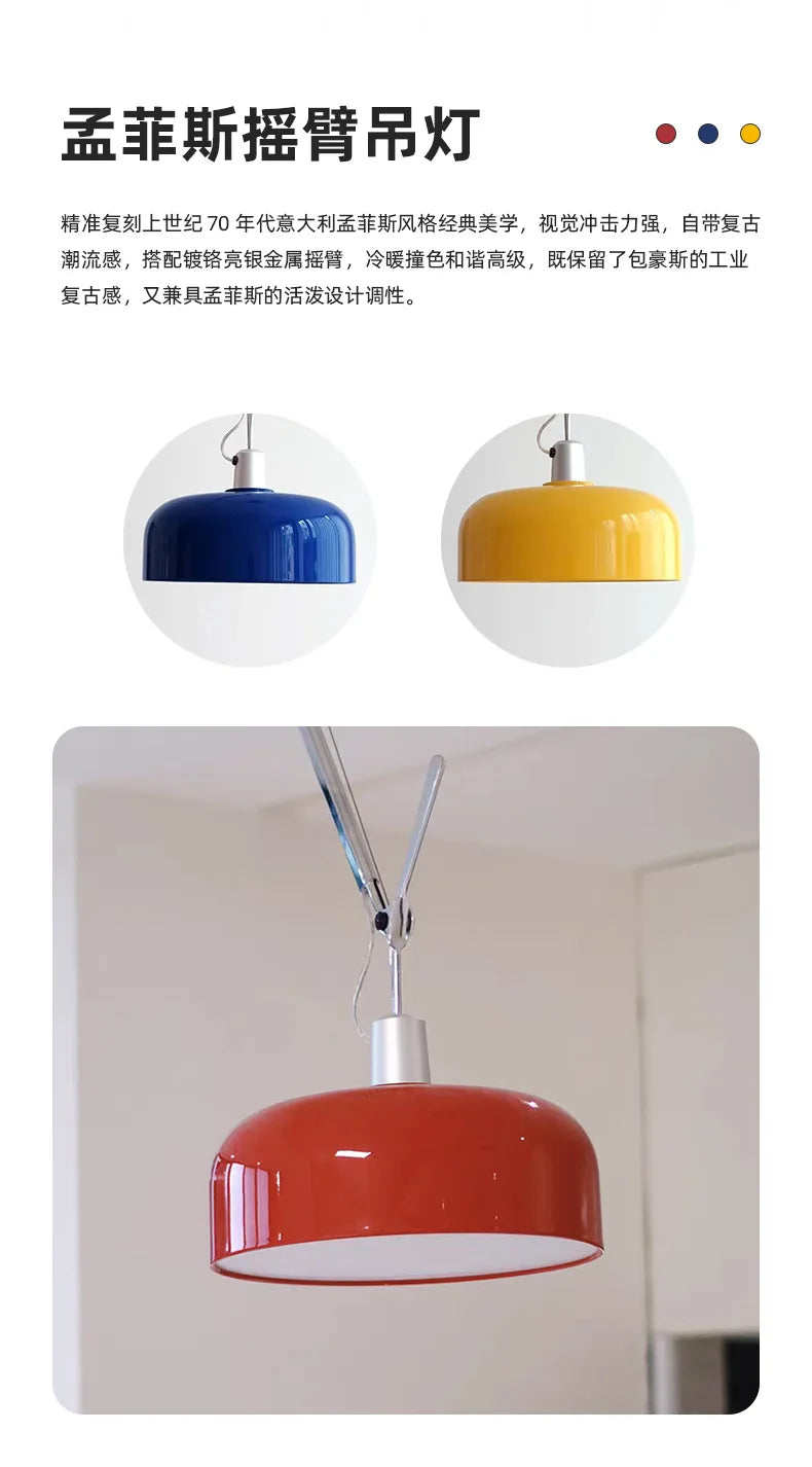 Memphis Swing-Arm Pendant Light — Colorful Modern Fixture