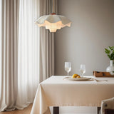 Nordic Petal French Chandelier – Hand-Knitted Cream Pendant Light