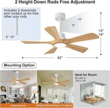 42/52/60 Inch Vintage Large Strong Wind  LED Ceiling Fan Light