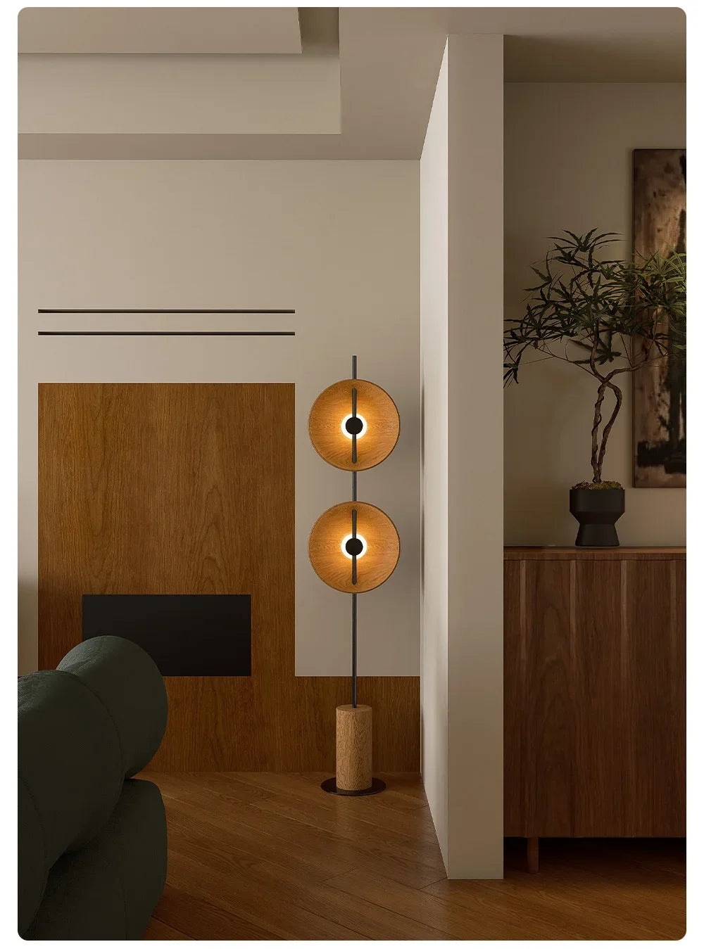 Mito Japanese Wabi-Sabi Solid Wood Adjustable Floor Lamp