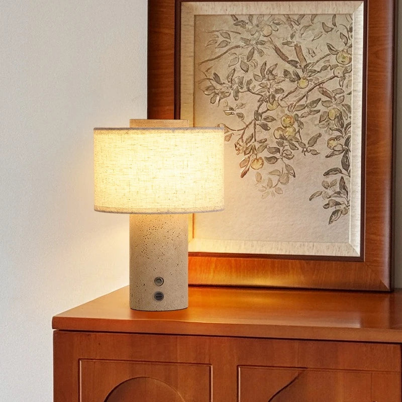 Lámpara de mesa de mármol moderna - Lámpara de noche nórdica de travertino