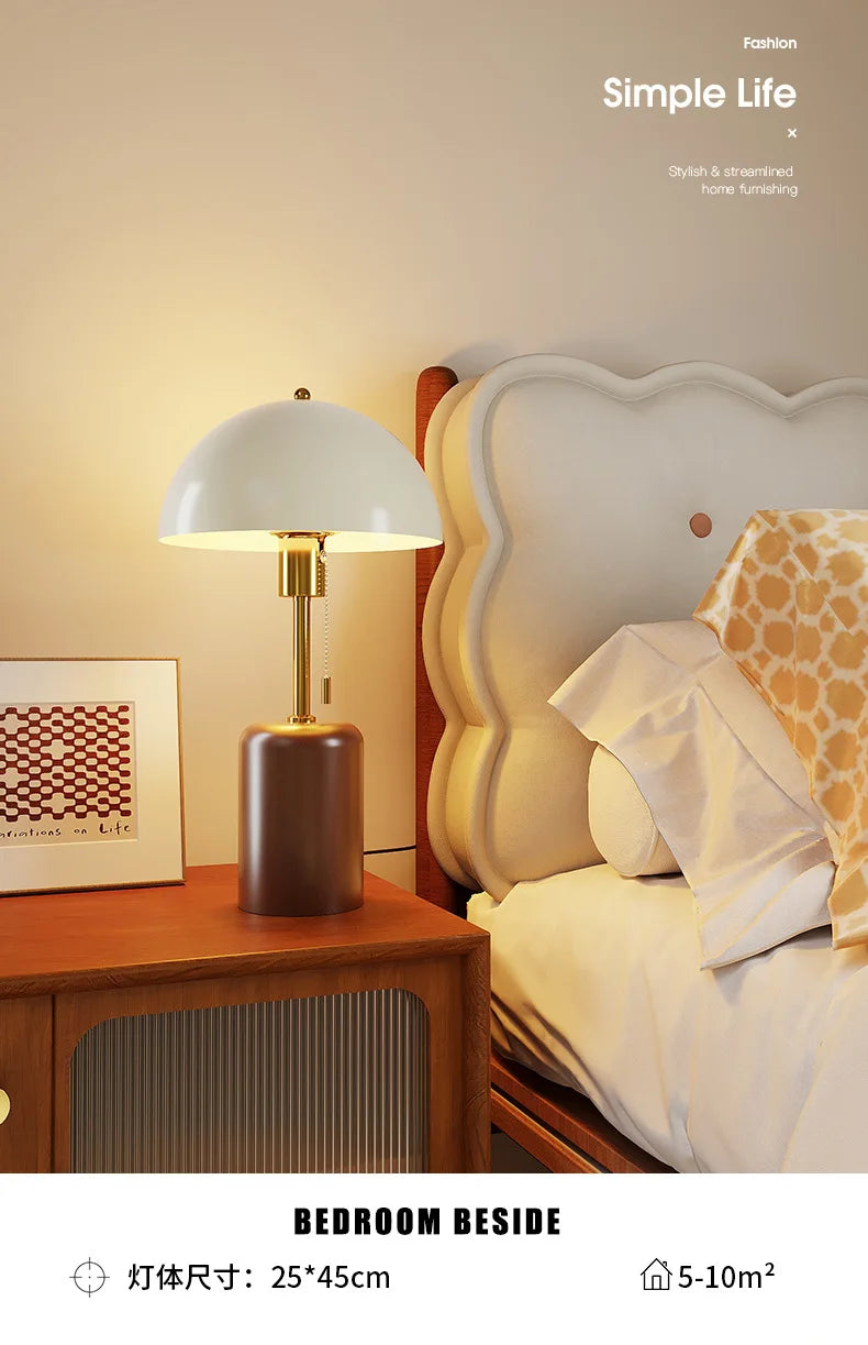 Retro Southeast Asian Solid Wood Table Lamp &mdash; Bedside Light